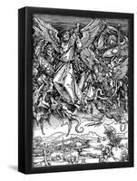 Albrecht Durer (Illustration for "Apocalypse," Scene: Michael's battle with the dragon) Art Poster-null-Framed Poster