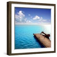 Albufera Blue Boats Lake in El Saler Valencia Spain-Miscellaneoustock-Framed Photographic Print