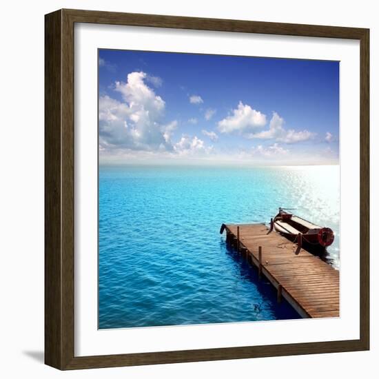 Albufera Blue Boats Lake in El Saler Valencia Spain-Miscellaneoustock-Framed Photographic Print