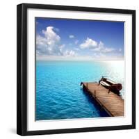 Albufera Blue Boats Lake in El Saler Valencia Spain-Miscellaneoustock-Framed Photographic Print