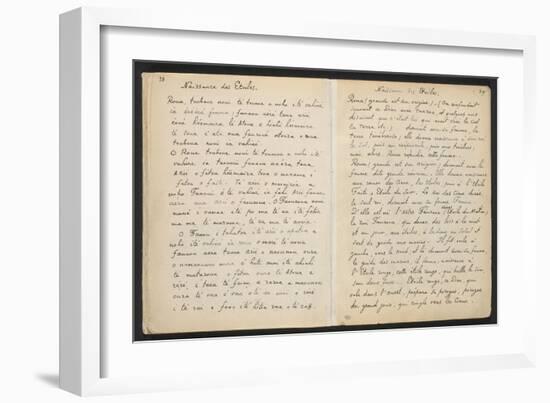 Album Ancien Culte Mahori : Texte manuscrit en langue Tahitienne "Naissance des étoiles"-Paul Gauguin-Framed Giclee Print