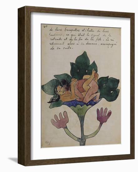 Album Ancien culte Mahori :  Un accouplement et feuille vierge avec dessin rapporté-Paul Gauguin-Framed Giclee Print