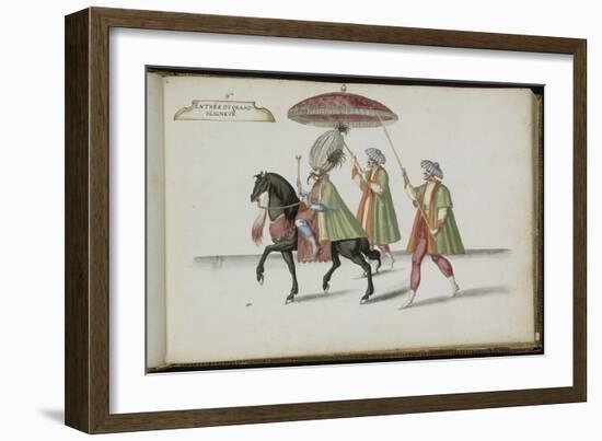 Album ; Ballet de la Douairière de Billebahaut ; "Entrée du Grand Seigneur"; deux figures debout-Daniel Rabel-Framed Giclee Print