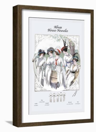 Album Blouses Nouvelles: Five Ladies in White-null-Framed Art Print