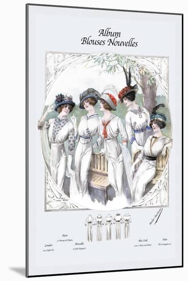 Album Blouses Nouvelles: Five Ladies in White-null-Mounted Art Print