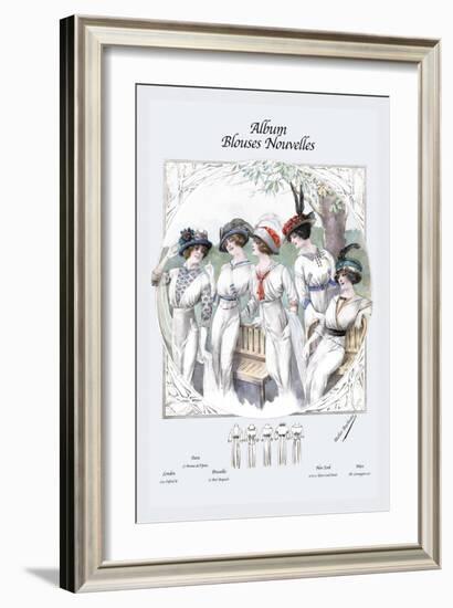 Album Blouses Nouvelles: Five Ladies in White-null-Framed Art Print