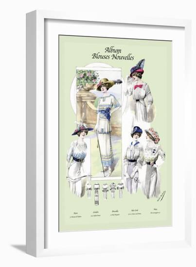 Album Blouses Nouvelles: Ladies in Flowered Hats-null-Framed Art Print