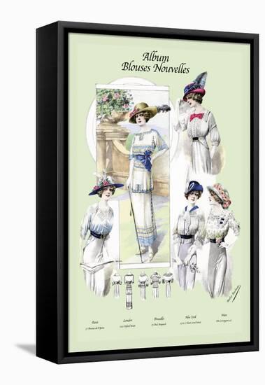 Album Blouses Nouvelles: Ladies in Flowered Hats-null-Framed Stretched Canvas