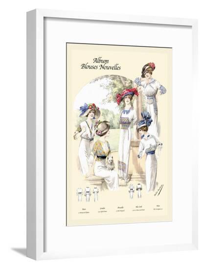 Album Blouses Nouvelles: Ladies in Patterned Dresses--Framed Art Print