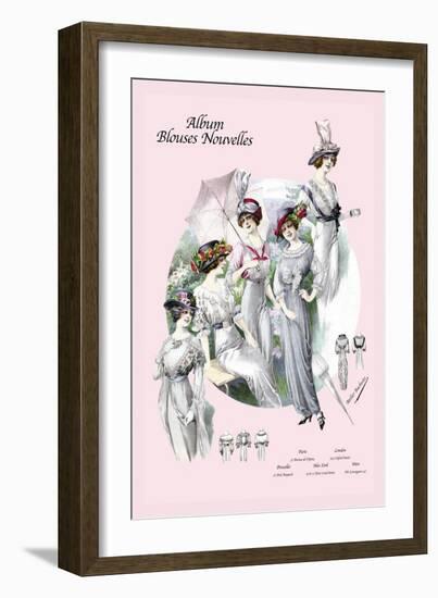 Album Blouses Nouvelles: With Hats and Parasols-null-Framed Art Print