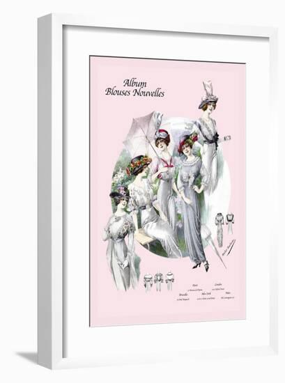 Album Blouses Nouvelles: With Hats and Parasols-null-Framed Art Print