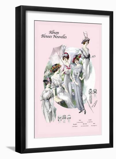 Album Blouses Nouvelles: With Hats and Parasols-null-Framed Art Print