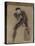 Album cartonné; Académie d'homme nu de dos, penché en avant, le genou droit sur un billot; vers-Eugene Delacroix-Stretched Canvas