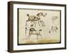 Album : Chevaux à l'écurie avec le palefrenier ; cavalier ; groupe de figures vers 1793-1800-Antoine-Jean Gros-Framed Giclee Print