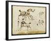 Album : Chevaux à l'écurie avec le palefrenier ; cavalier ; groupe de figures vers 1793-1800-Antoine-Jean Gros-Framed Giclee Print