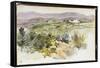 Album d'Afrique du Nord & d'Espagne : paysage aux environs de Tanger,"2 mars promenade avec M.Hay "-Eugene Delacroix-Framed Stretched Canvas
