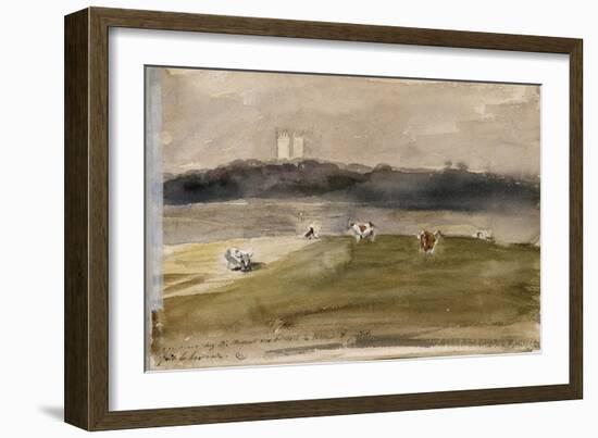 Album d'Angleterre. Paysage dans la campagne anglaise, avec vaches dans un champ. 8/9 juillet 1825-Eugene Delacroix-Framed Giclee Print