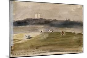 Album d'Angleterre. Paysage dans la campagne anglaise, avec vaches dans un champ. 8/9 juillet 1825-Eugene Delacroix-Mounted Giclee Print