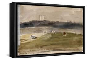 Album d'Angleterre. Paysage dans la campagne anglaise, avec vaches dans un champ. 8/9 juillet 1825-Eugene Delacroix-Framed Stretched Canvas