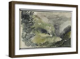 Album des Pyrénées : paysage de montagne avec fond nuageux-Eugene Delacroix-Framed Giclee Print