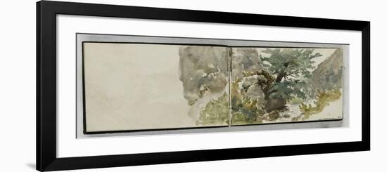 Album des Pyrénées : vue d'un torrent (les bords du Valentin)-Eugene Delacroix-Framed Premium Giclee Print