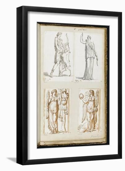 Album : Diane, vue de trois quarts et tournée vers la droite, tenant un arc de la main gauche-Jacques-Louis David-Framed Premium Giclee Print