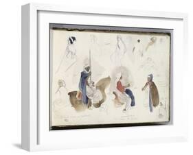 Album du voyage en Afrique du Nord : étude de cavaliers et de personnages arabes-Eugene Delacroix-Framed Giclee Print