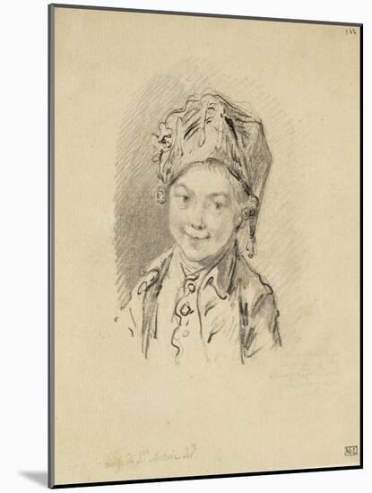 Album factice : Buste de jeune garçon, coiffé d'un bonnet-Augustin De Saint-aubin-Mounted Giclee Print