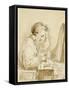 Album factice : Femme à sa toilette-Augustin De Saint-aubin-Framed Stretched Canvas