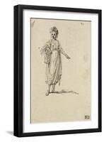 Album factice : Femme en pied tenant un panier de fleurs-Augustin De Saint-aubin-Framed Giclee Print