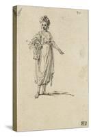 Album factice : Femme en pied tenant un panier de fleurs-Augustin De Saint-aubin-Stretched Canvas