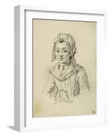 Album factice : Fillette en buste, de face avec bonnet-Augustin De Saint-aubin-Framed Giclee Print