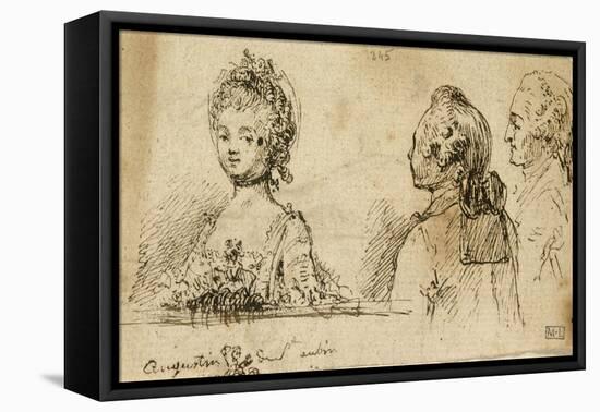 Album factice : Une femme et deux hommes, vus en buste-Augustin De Saint-aubin-Framed Stretched Canvas