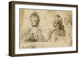 Album factice : Une femme et deux hommes, vus en buste-Augustin De Saint-aubin-Framed Giclee Print