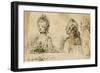 Album factice : Une femme et deux hommes, vus en buste-Augustin De Saint-aubin-Framed Giclee Print