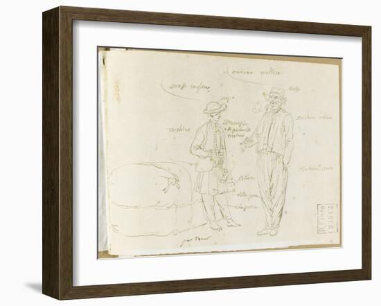 Album : Homme fumant une longue pipe, et un jeune homme près d'un ballot-Claude Joseph Vernet-Framed Giclee Print