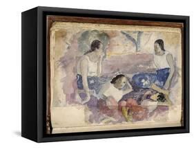 Album Noa Noa: Tahitian Women Seated in a Landscape-Paul Gauguin-Framed Stretched Canvas