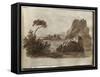 Album of Drawings Charlotte Napoleon Lake and Rocks-null-Framed Stretched Canvas