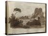 Album of Drawings Charlotte Napoleon Lake and Rocks-null-Stretched Canvas