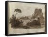 Album of Drawings Charlotte Napoleon Lake and Rocks-null-Framed Stretched Canvas
