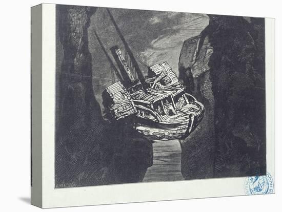 Album of Engravings after the Drawings for "Les Travailleurs De La Mer: La Durande after Shipwreck-Victor Hugo-Stretched Canvas