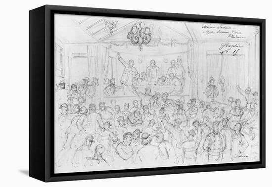 Album of the Siege of Paris, Election Meeting Rue Maison Dieu, Plaisance-Gustave Doré-Framed Stretched Canvas