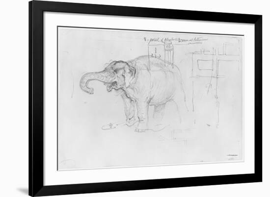 Album of the Siege of Paris, Elephant (Pen and Brown Ink Wash and Pencil on Paper)-Gustave Doré-Framed Giclee Print