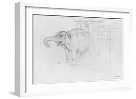 Album of the Siege of Paris, Elephant (Pen and Brown Ink Wash and Pencil on Paper)-Gustave Doré-Framed Giclee Print