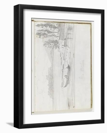 Album : Paysage à Gaète et croquis sommaire de figures-Pierre Henri de Valenciennes-Framed Giclee Print