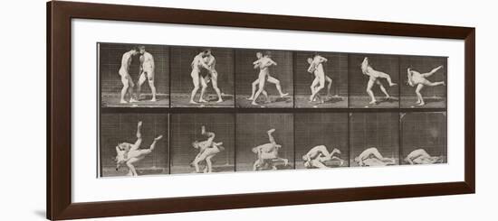 Album sur la décomposition du mouvement : "Animal locomotion", 1872/85. Lutte de deux hommes nus-Eadweard Muybridge-Framed Premium Giclee Print