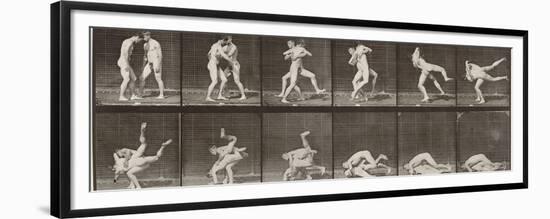 Album sur la décomposition du mouvement : "Animal locomotion", 1872/85. Lutte de deux hommes nus-Eadweard Muybridge-Framed Premium Giclee Print