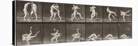 Album sur la décomposition du mouvement : "Animal locomotion", 1872/85. Lutte de deux hommes nus-Eadweard Muybridge-Stretched Canvas