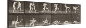 Album sur la décomposition du mouvement : "Animal locomotion", 1872/85. Lutte de deux hommes nus-Eadweard Muybridge-Mounted Giclee Print