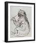 Album : Un chat écrivant au pinceau la date 1831-Eugene Delacroix-Framed Giclee Print